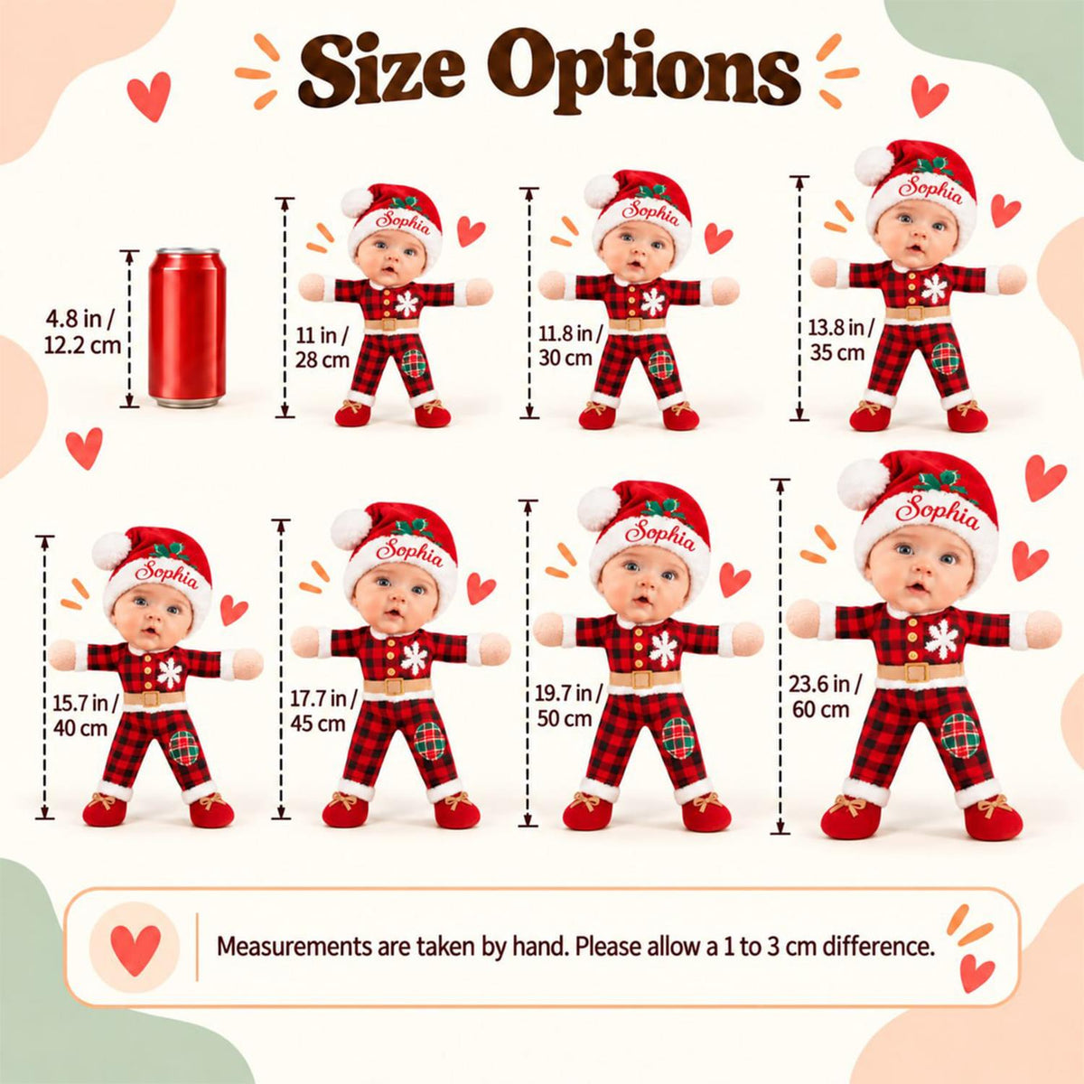 Personalized Baby Photo Squishy Toy, Poseable Plush Doll, Baby’s First Christmas Gift, Funny Gift for Parents T1807 Hv01
