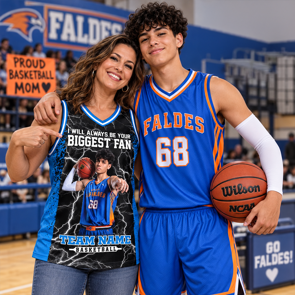 Custom I Will Always Be Your Biggest Fan Basketball Jersey, Photo Basketball Player , Gift For Basketball Mom L0411 Hv01