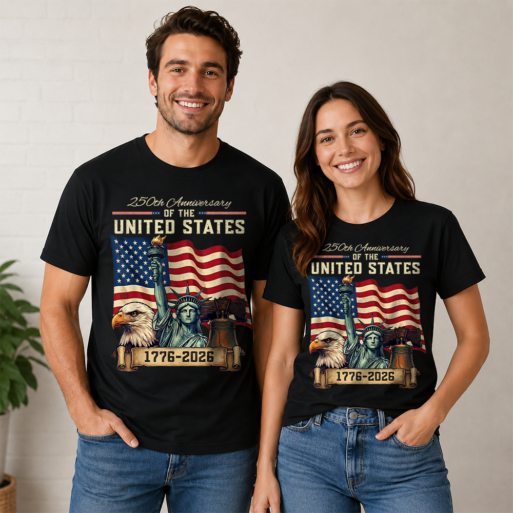 USA 250th Anniversary Flag T-Shirt, Patriotic 4th of July Independence Day Tee Hv01