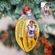 Football Bell Christmas Ornaments - Custom Photo Football Acrylic Ornaments Gift For Football Lovers Tu24 Hv01