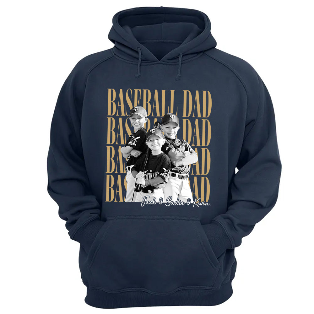 Baseball Dad Shirt, Personalized Photo Shirt for Dad, Custom Baseball Dad Tee, Father’s Day Gift for Baseball Dad Na02 VH01