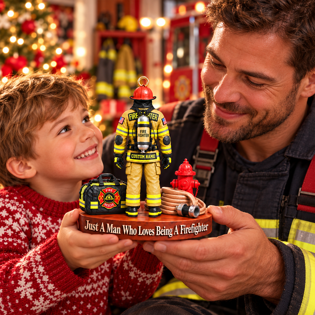 Custom Just A Man Who Loves Being A Firefighter Ornament, Fireman Christmas Gift L0411 Hv01