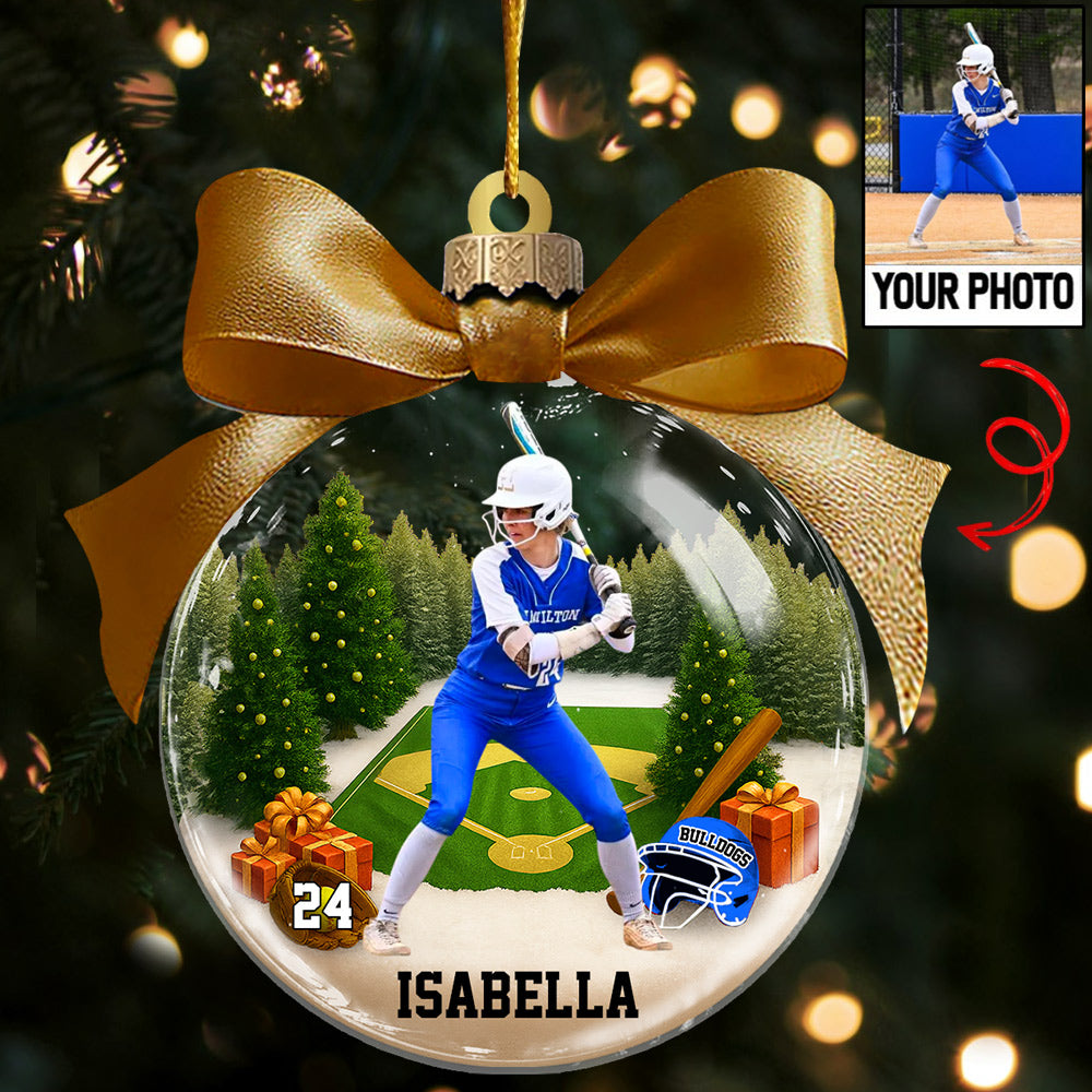 Custom Photo - Softball Season Is Coming Personalized Softball Transparent Ornament Tu24 Li29