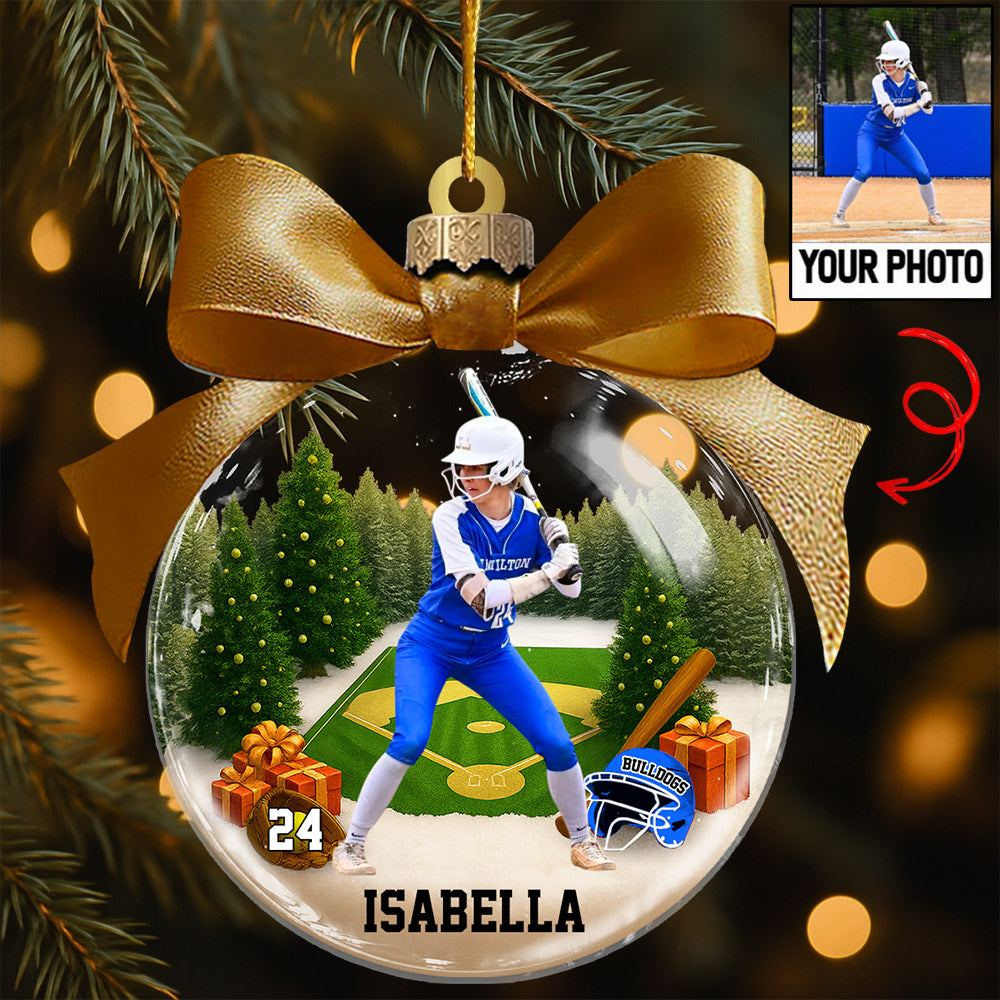 Custom Photo - Softball Season Is Coming Personalized Softball Transparent Ornament Tu24 Li29