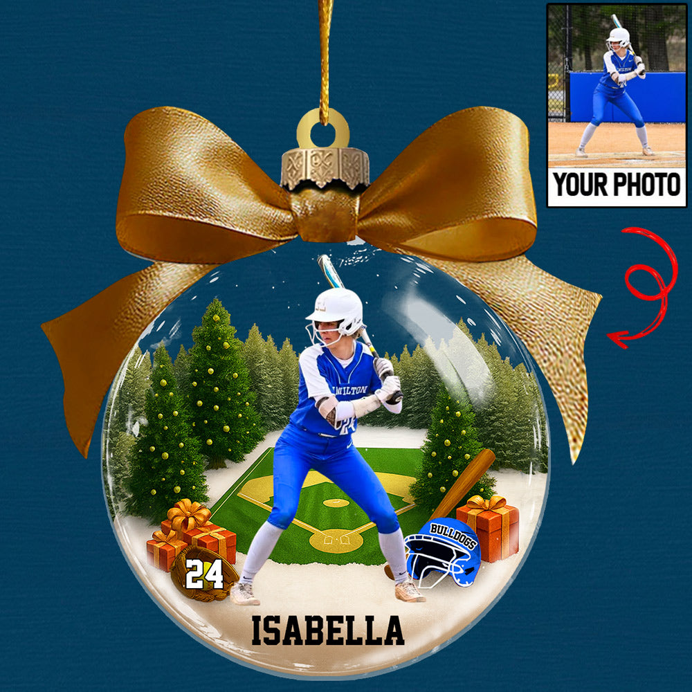 Custom Photo - Softball Season Is Coming Personalized Softball Transparent Ornament Tu24 Li29