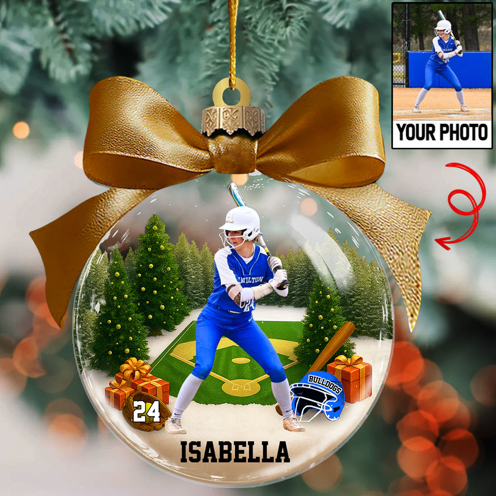 Custom Photo - Softball Season Is Coming Personalized Softball Transparent Ornament Tu24 Li29