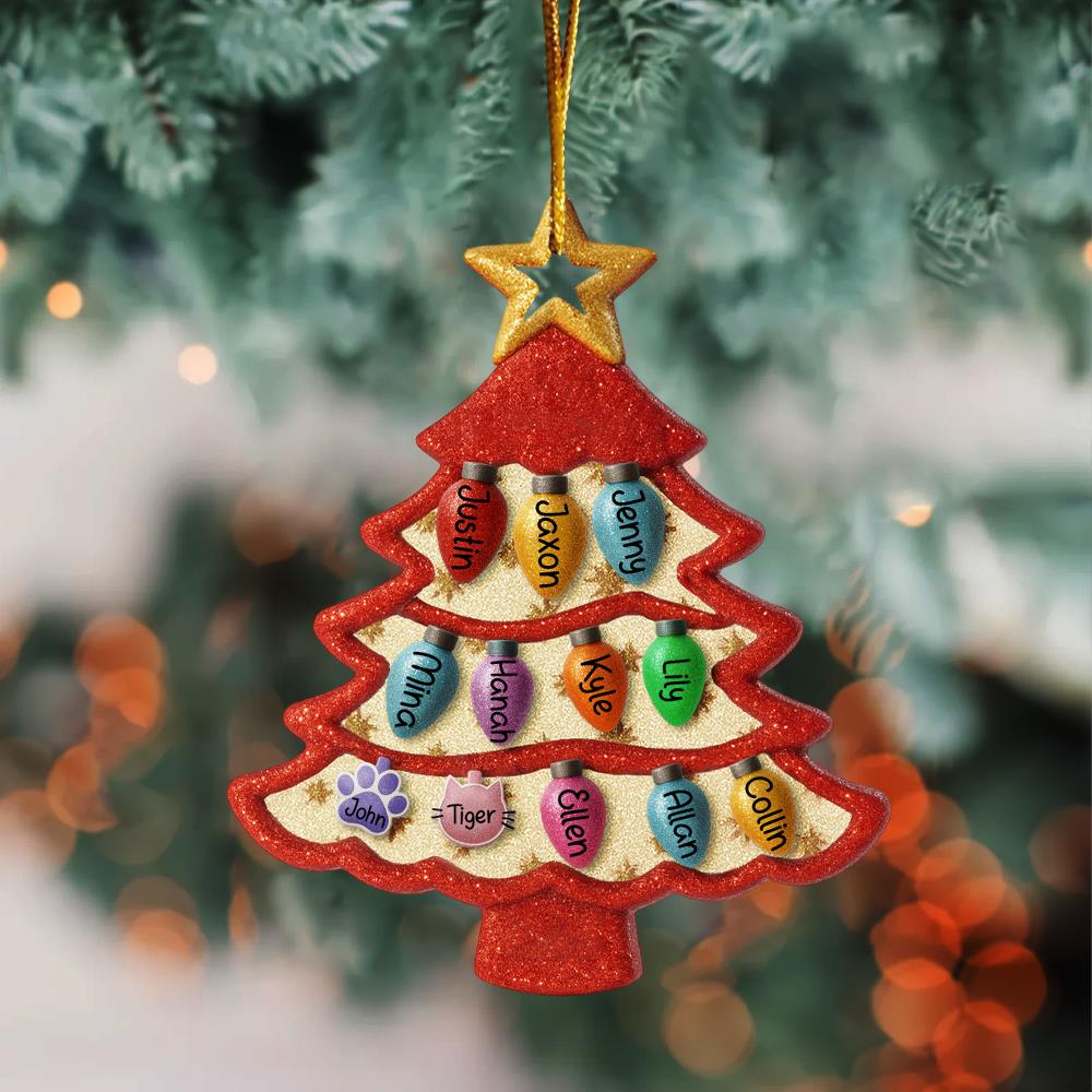 Personalized Family Tree Ornament 2025, Custom Family With Pet Ornament, Large Family Ornament, 2025 Christmas Ornament, Christmas Gifts Nh00