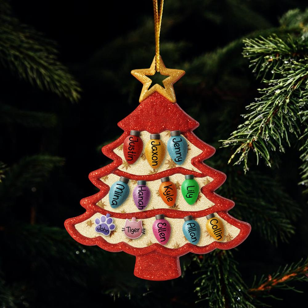 Personalized Family Tree Ornament 2025, Custom Family With Pet Ornament, Large Family Ornament, 2025 Christmas Ornament, Christmas Gifts Nh00