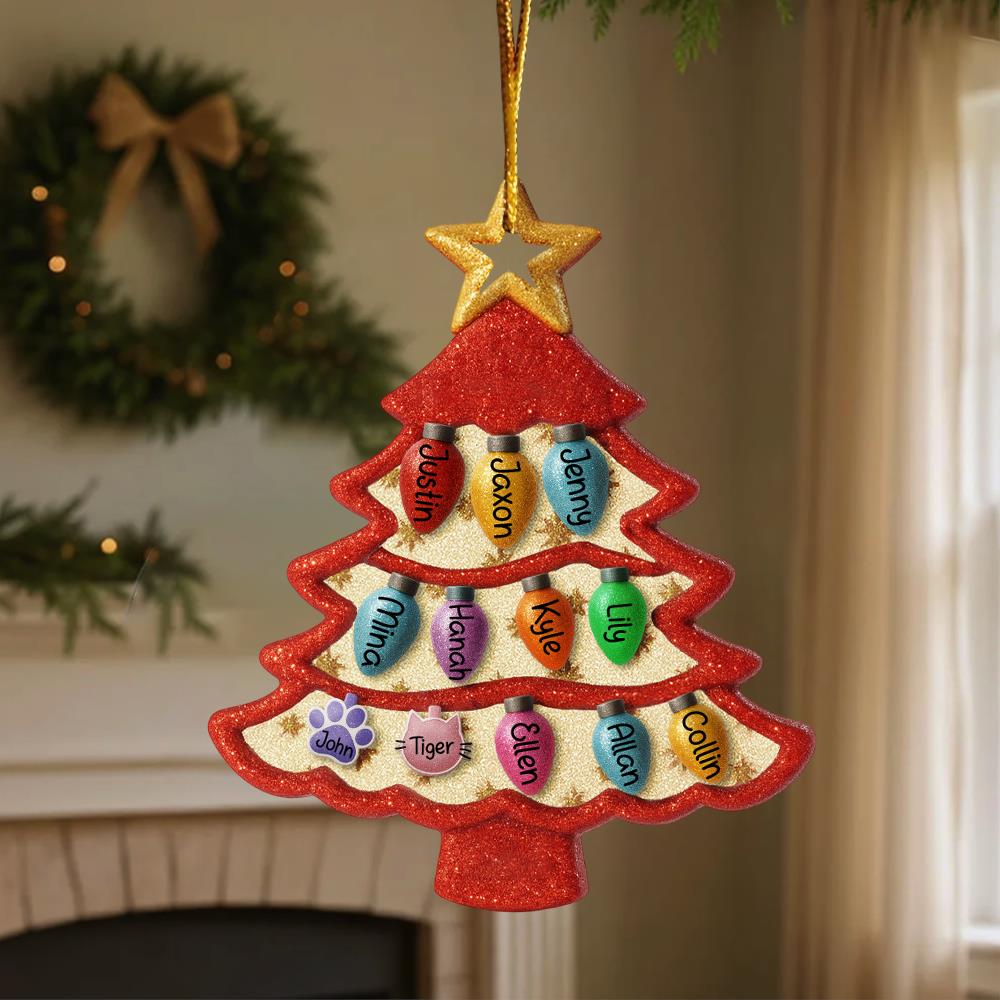 Personalized Family Tree Ornament 2025, Custom Family With Pet Ornament, Large Family Ornament, 2025 Christmas Ornament, Christmas Gifts Nh00