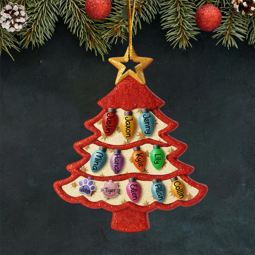 Personalized Family Tree Ornament 2025, Custom Family With Pet Ornament, Large Family Ornament, 2025 Christmas Ornament, Christmas Gifts Nh00