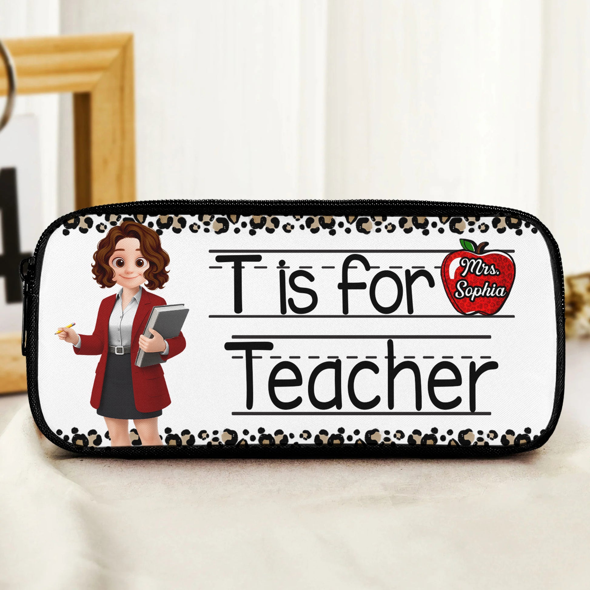 Personalized Teacher Custom Apple Name Pencil Case Tu24  Hv01
