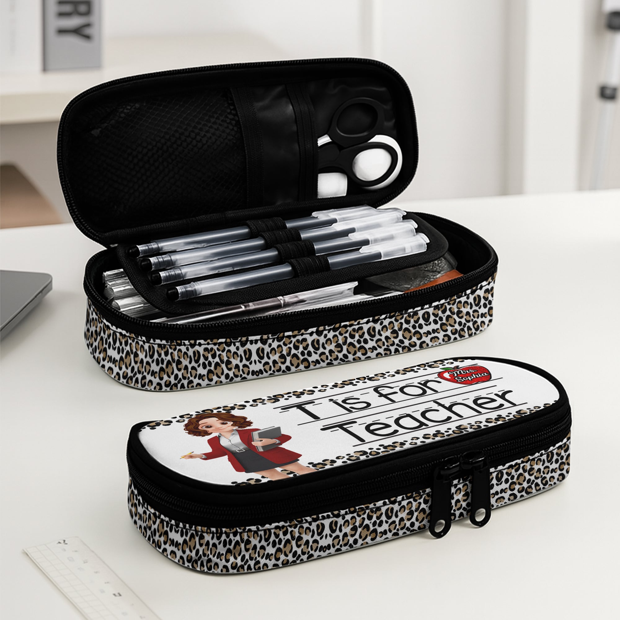 Personalized Teacher Custom Apple Name Pencil Case Tu24  Hv01