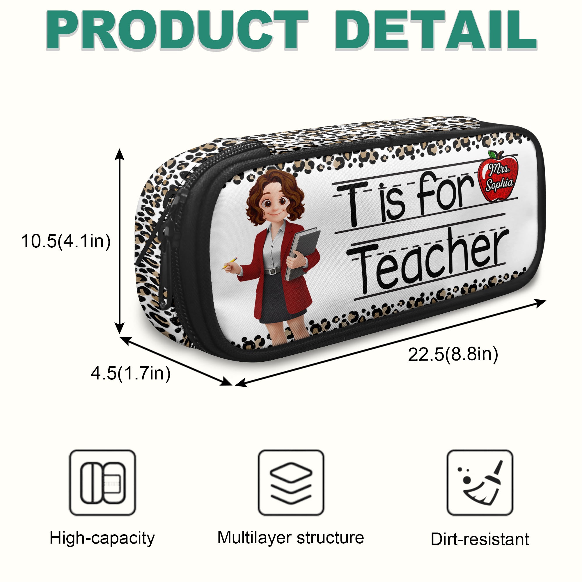 Personalized Teacher Custom Apple Name Pencil Case Tu24  Hv01
