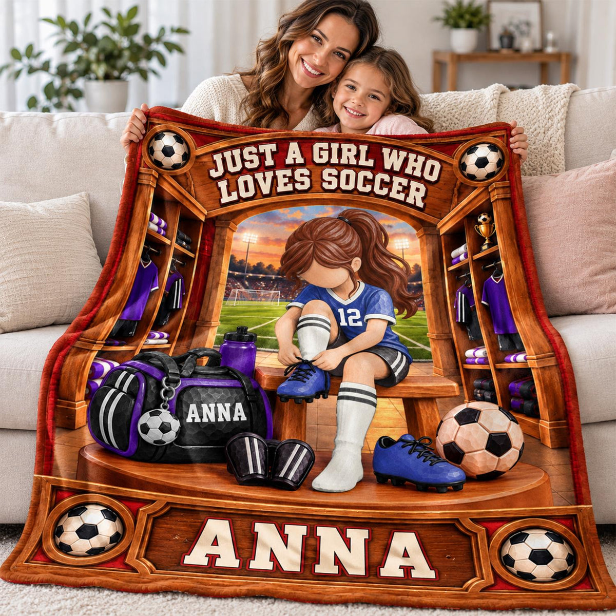 Personalized Soccer Player Blanket, Custom Name Soccer Player Gift Vr2 C2408 Hv01 DH09