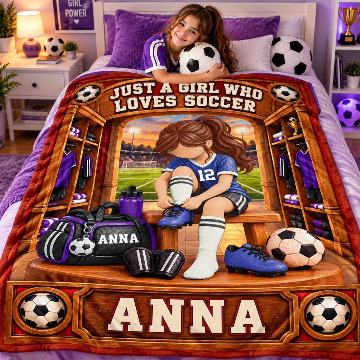 Personalized Soccer Player Blanket, Custom Name Soccer Player Gift Vr2 C2408 Hv01 DH09