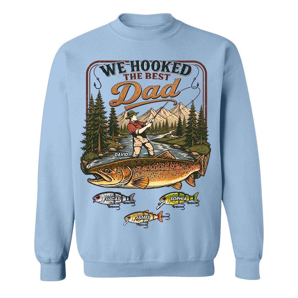 We Hooked The Best Dad, Personalized Fishing Dad Shirt With Custom Kids, Gift For Fishing Fathers Day, Gift For Dad Husband Grandpa MI209 Hv01