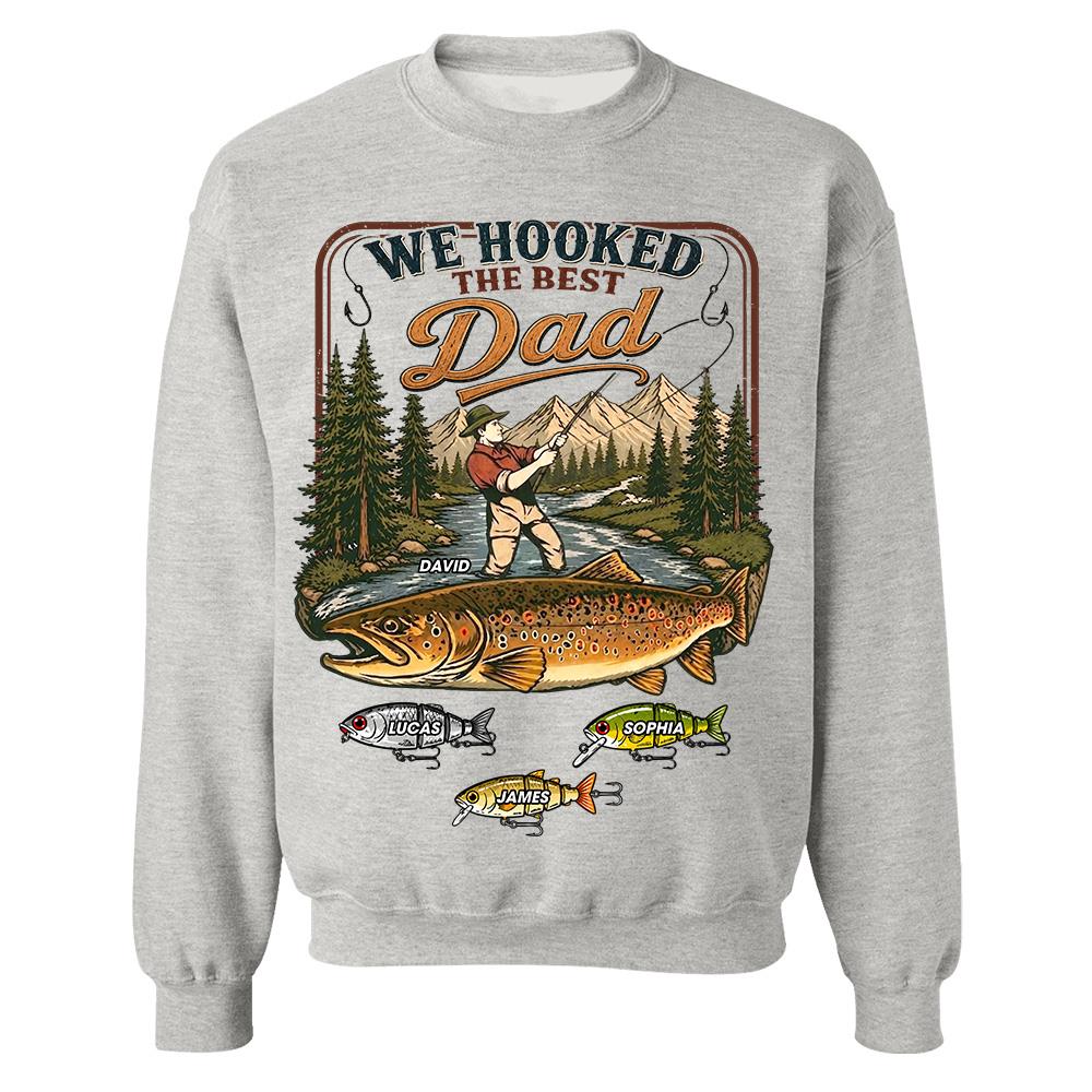 We Hooked The Best Dad, Personalized Fishing Dad Shirt With Custom Kids, Gift For Fishing Fathers Day, Gift For Dad Husband Grandpa MI209 Hv01