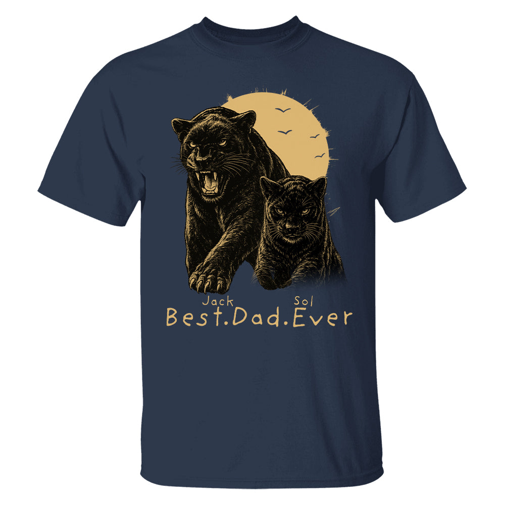 Best Dad Ever - Retro Vintage Panther Dad And Kids Daddy Protector - Personalized Shirt - Cool Father's Day Gift For Dad, Husband T1807 T24