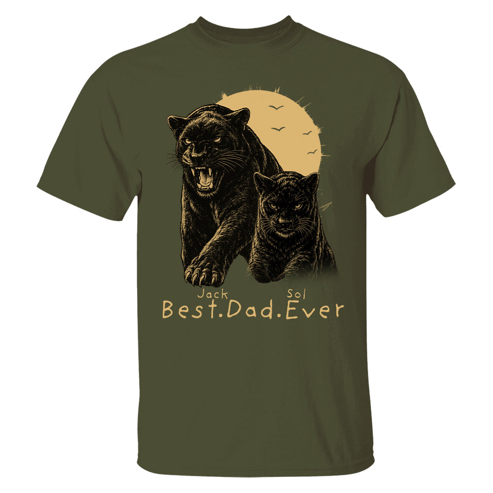 Best Dad Ever - Retro Vintage Panther Dad And Kids Daddy Protector - Personalized Shirt - Cool Father's Day Gift For Dad, Husband T1807 T24