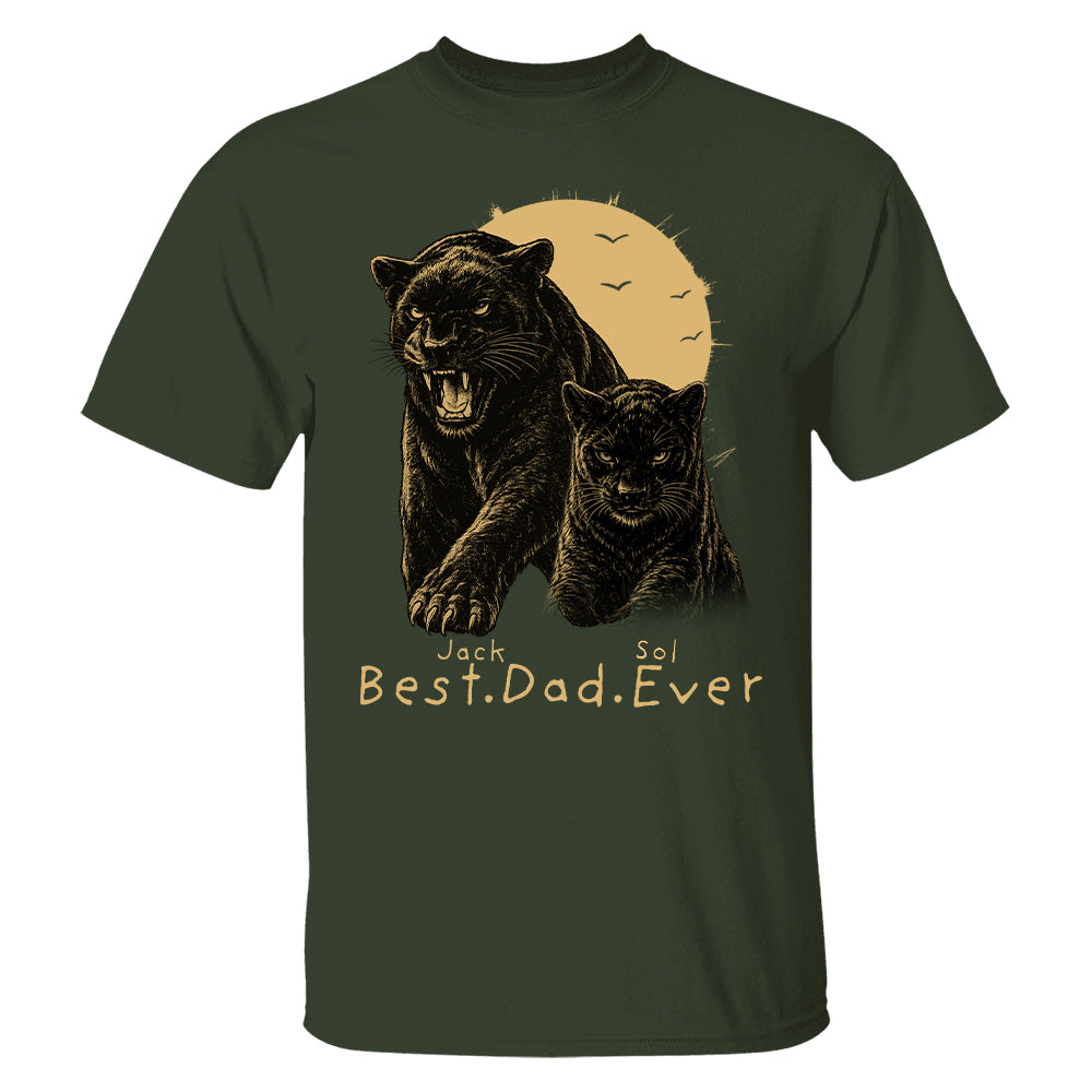 Best Dad Ever - Retro Vintage Panther Dad And Kids Daddy Protector - Personalized Shirt - Cool Father's Day Gift For Dad, Husband T1807 T24