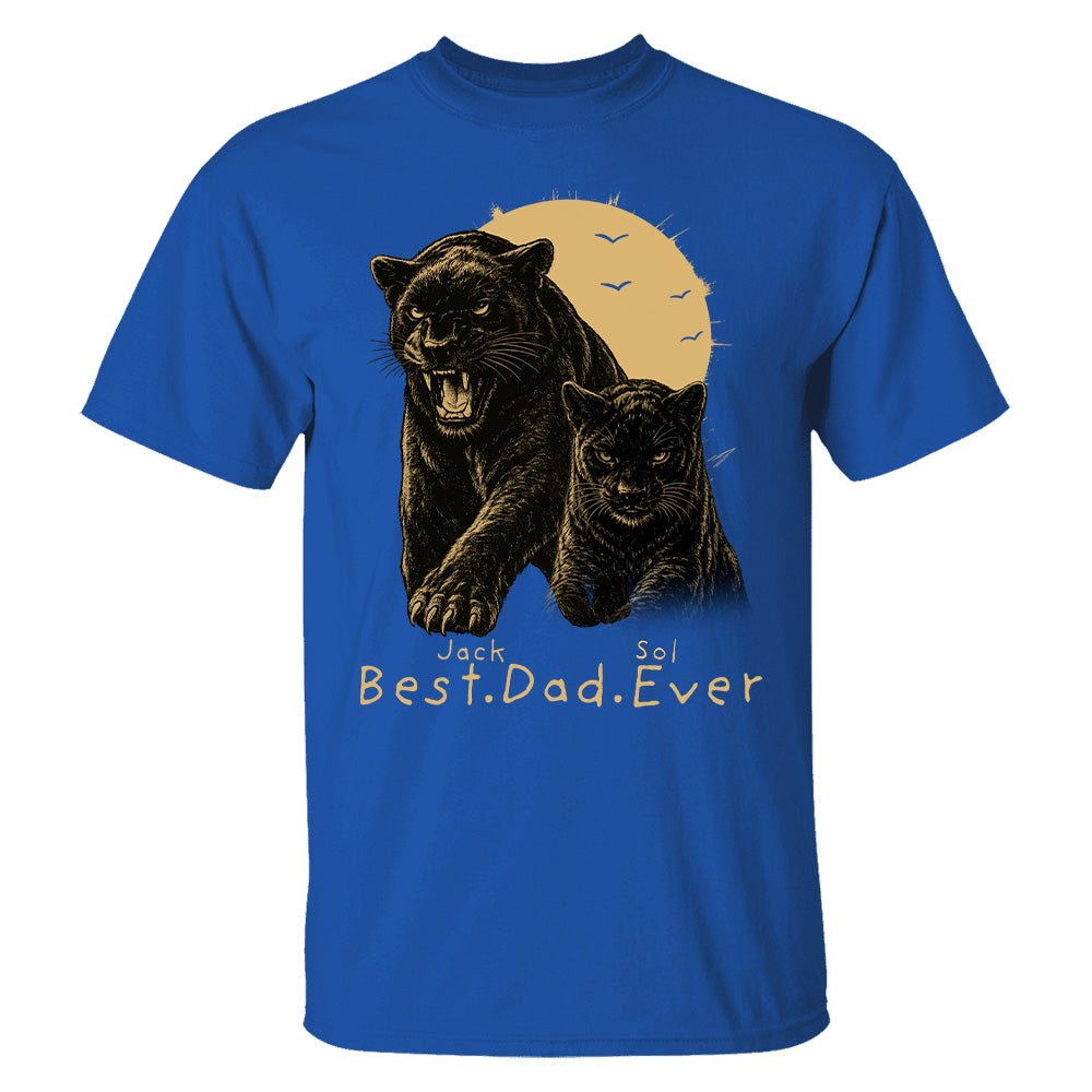 Best Dad Ever - Retro Vintage Panther Dad And Kids Daddy Protector - Personalized Shirt - Cool Father's Day Gift For Dad, Husband T1807 T24