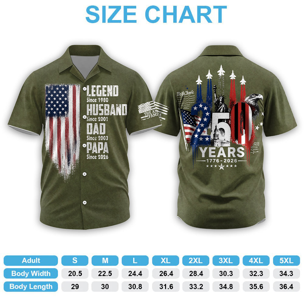 Personalized America 250th Anniversary Father's Day Hawaiian Shirt, Gift For Husband, Dad A2110 Hv01