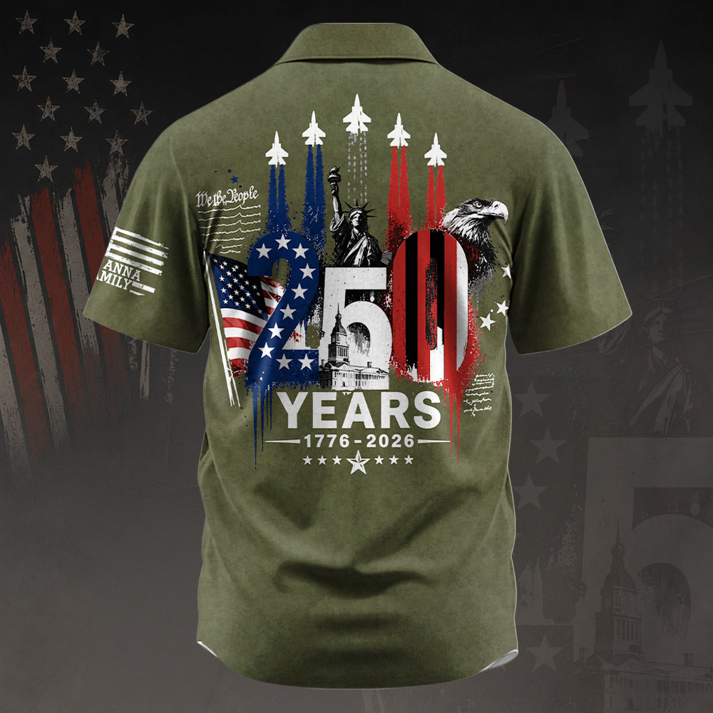 Personalized America 250th Anniversary Father's Day Hawaiian Shirt, Gift For Husband, Dad A2110 Hv01