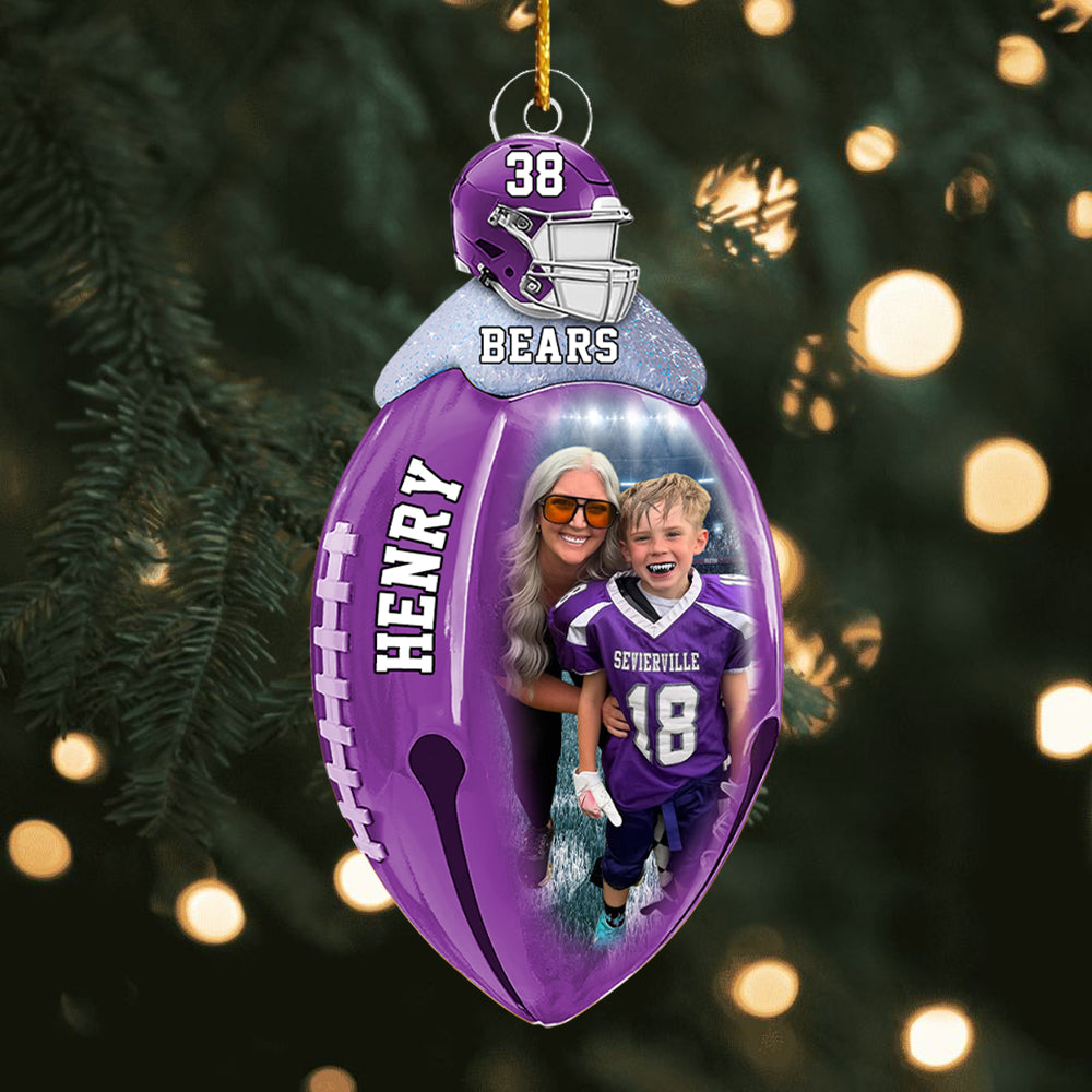 Football Bell Christmas Ornaments - Custom Photo Football Acrylic Ornaments Gift For Football Lovers Tu24 Hv01