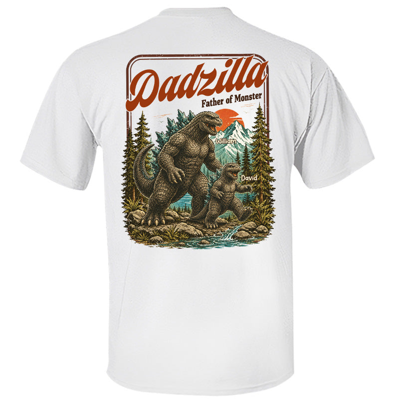 Personalized Dadzilla Father Of Monster T-Shirt Father Day Gifts for Dad Funny Papa Tshirt Cool Daddy Dinosaur Vintage Retro Shirt for Men Pt99