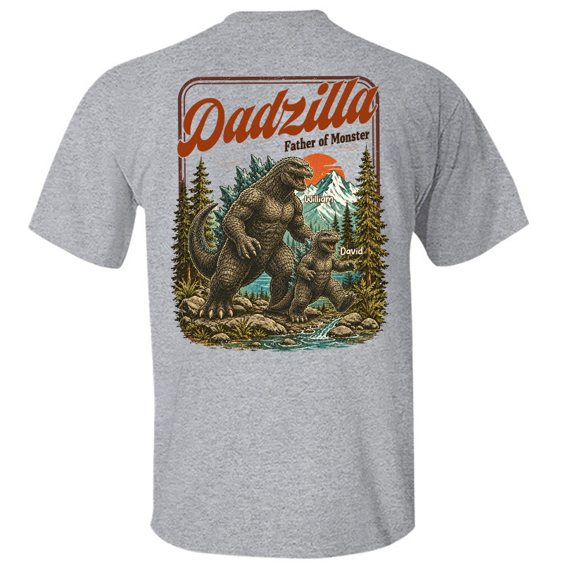 Personalized Dadzilla Father Of Monster T-Shirt Father Day Gifts for Dad Funny Papa Tshirt Cool Daddy Dinosaur Vintage Retro Shirt for Men Pt99