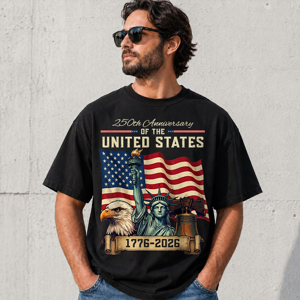 USA 250th Anniversary Flag T-Shirt, Patriotic 4th of July Independence Day Tee Hv01