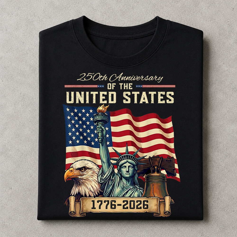USA 250th Anniversary Flag T-Shirt, Patriotic 4th of July Independence Day Tee Hv01