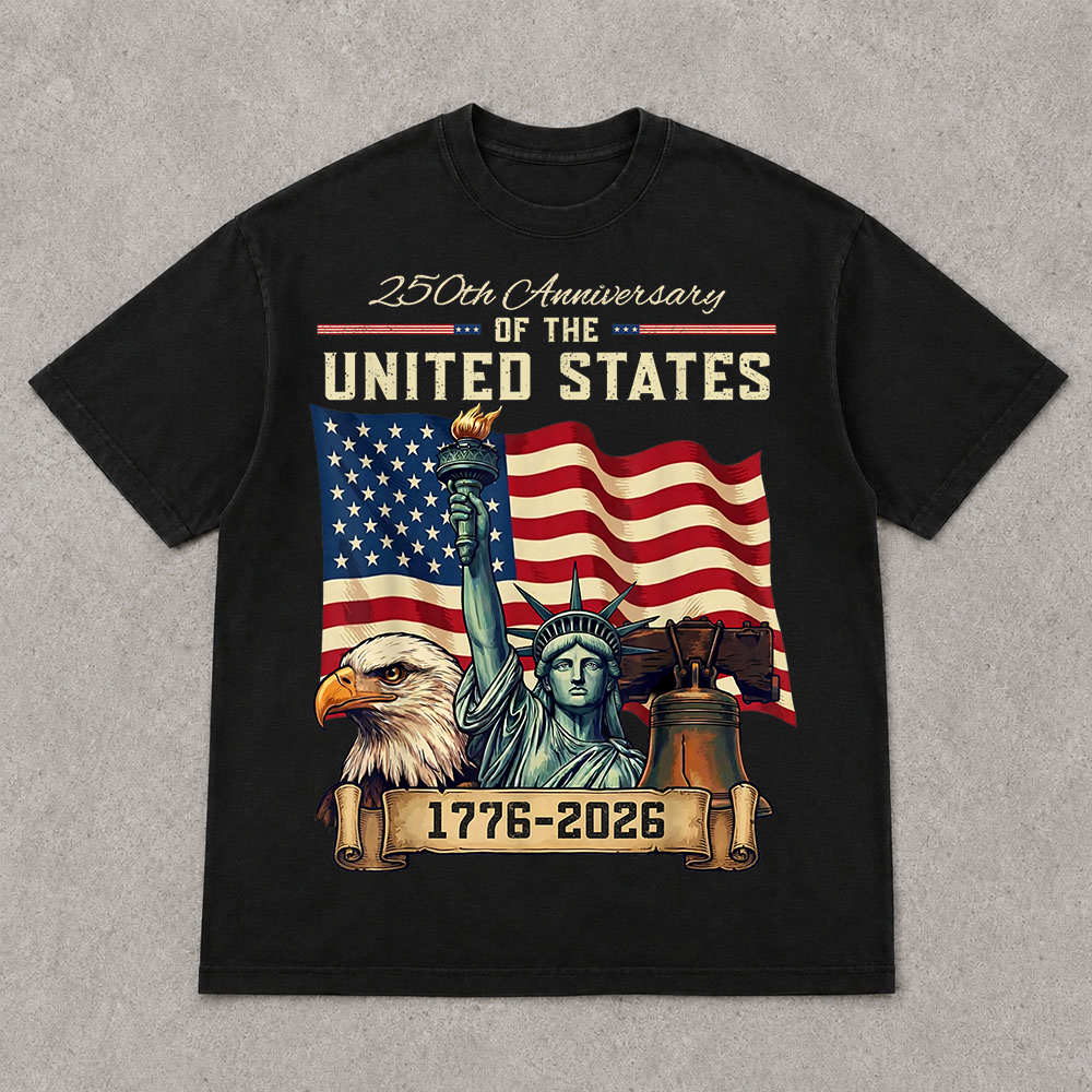 USA 250th Anniversary Flag T-Shirt, Patriotic 4th of July Independence Day Tee Hv01