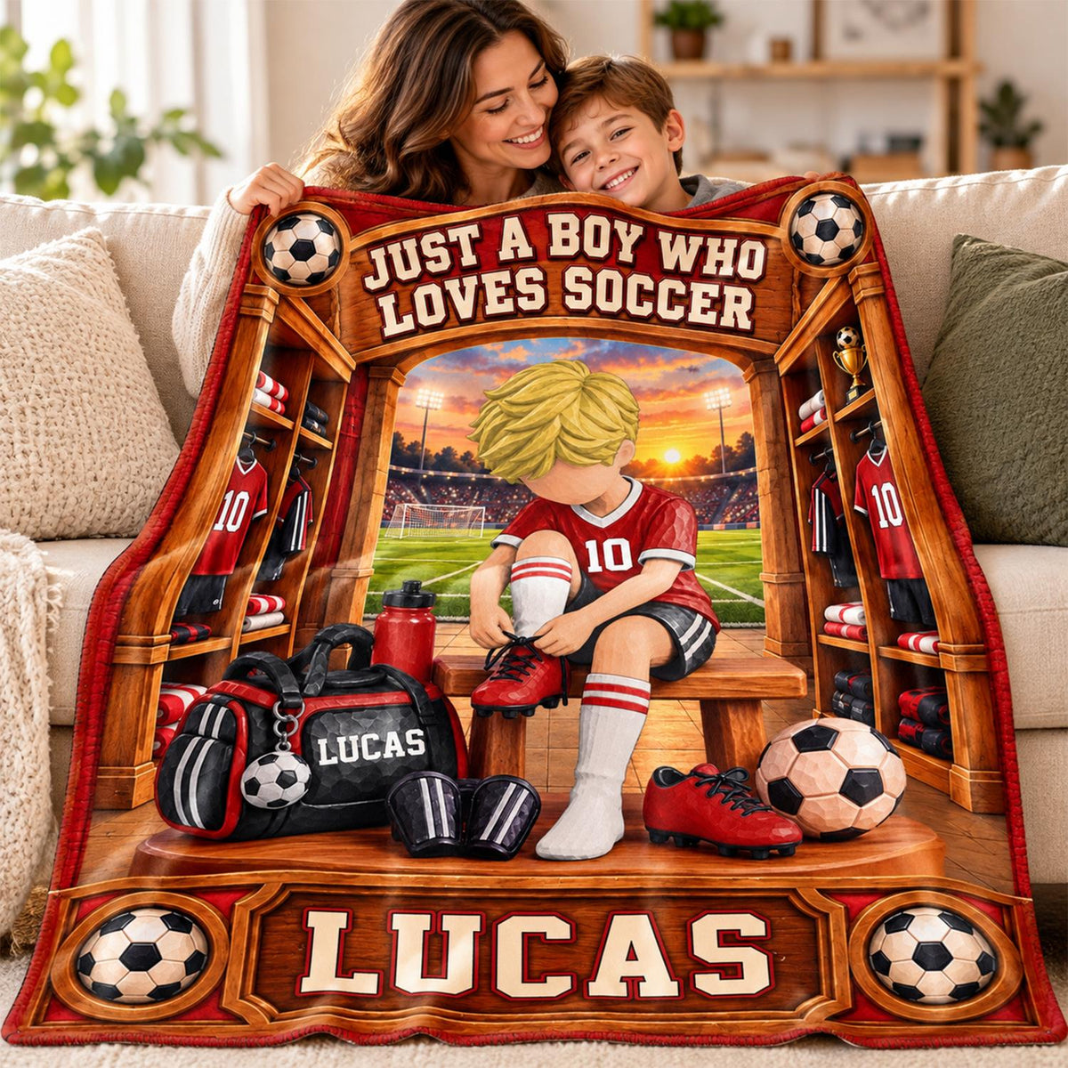 Personalized Soccer Player Blanket, Custom Name Soccer Player Gift Vr1 C2408 Hv01 DH09 