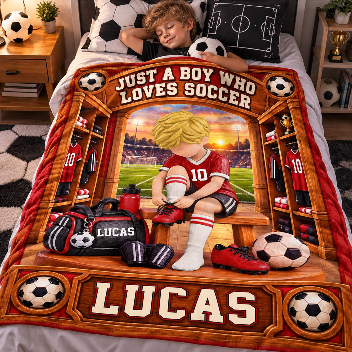 Personalized Soccer Player Blanket, Custom Name Soccer Player Gift Vr1 C2408 Hv01 DH09 