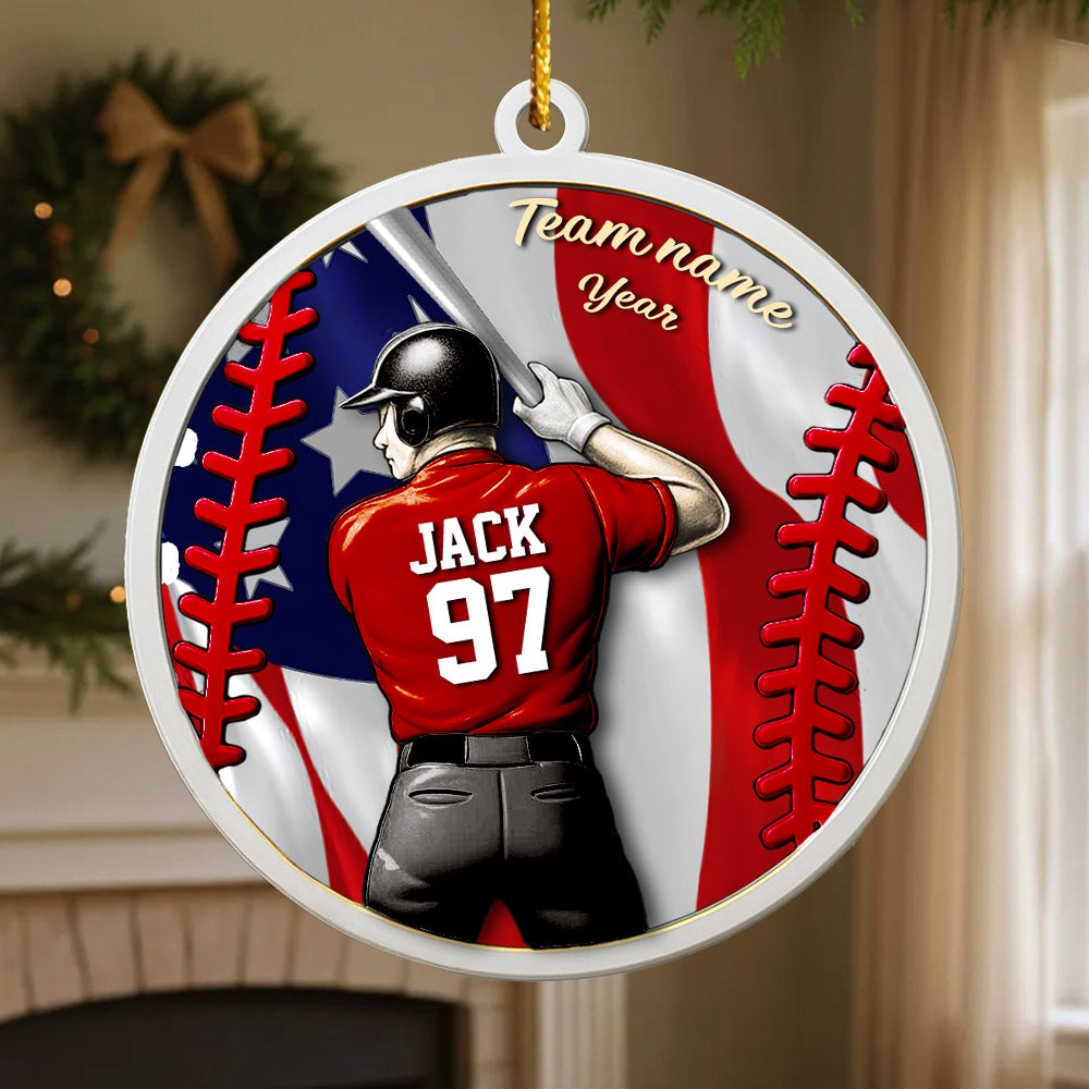 Personalized Baseball Sports Ornaments, Custom Baseball Player Ornament, Baseball Fan Gift, Personalized Baseball Player Keepsake, Sports Lovers Gift Pt99