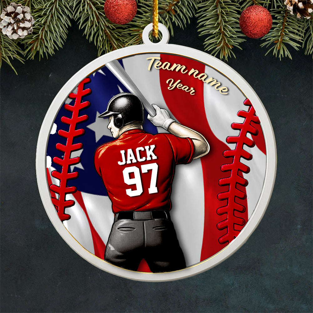 Personalized Baseball Sports Ornaments, Custom Baseball Player Ornament, Baseball Fan Gift, Personalized Baseball Player Keepsake, Sports Lovers Gift Pt99