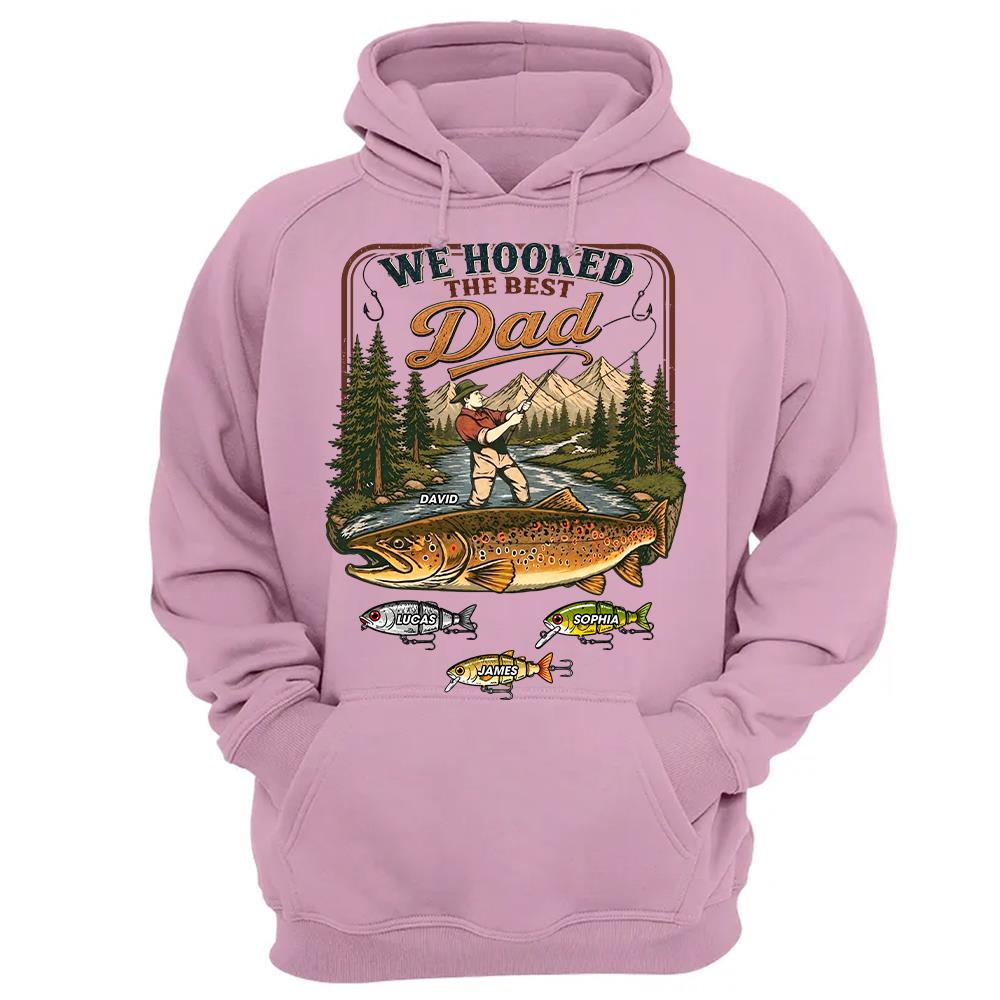 We Hooked The Best Dad, Personalized Fishing Dad Shirt With Custom Kids, Gift For Fishing Fathers Day, Gift For Dad Husband Grandpa MI209 Hv01