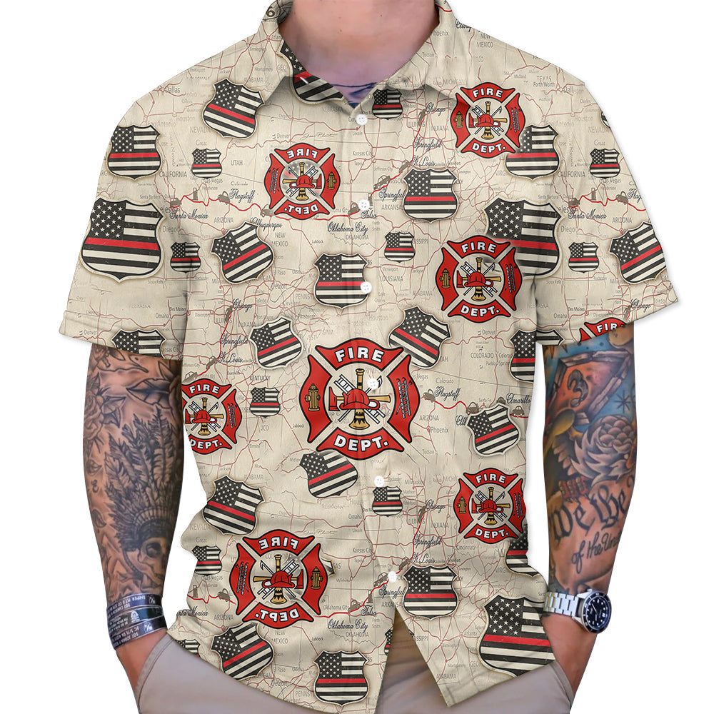 Personalized Firefighter Hawaiian Shirt Custom Photo and Name Hawaiian Firefighter Gifts K1702