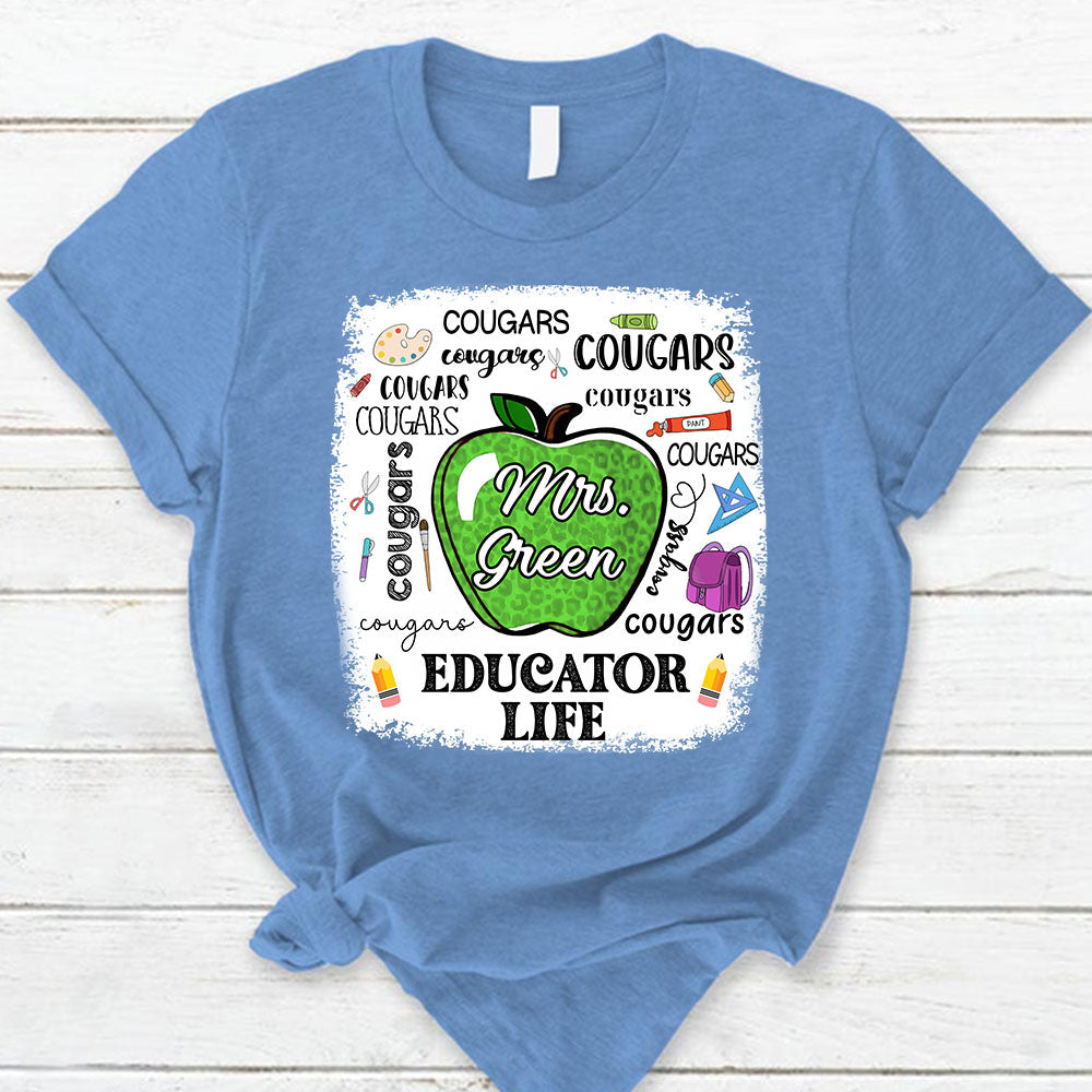 Personalized School Mascot Apple Custom Name T-Shirt