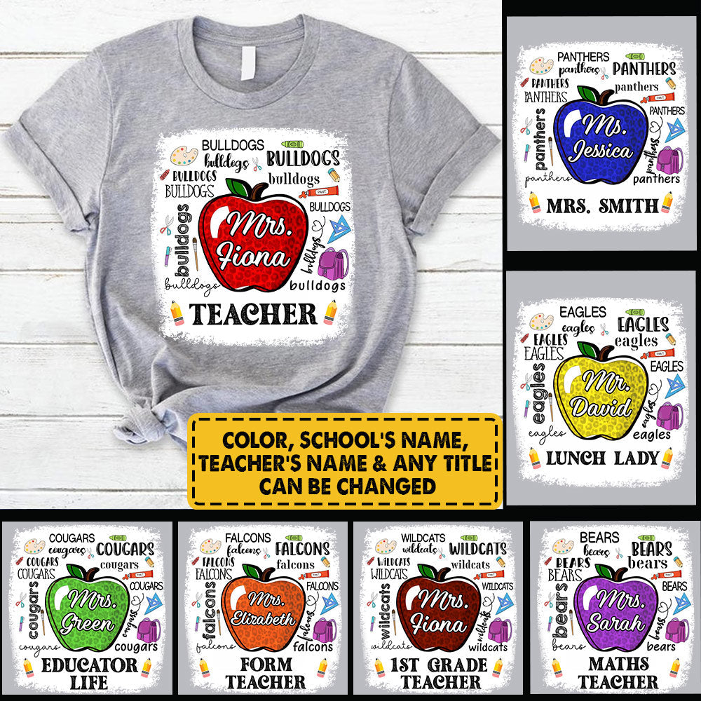 Personalized School Mascot Apple Custom Name T-Shirt
