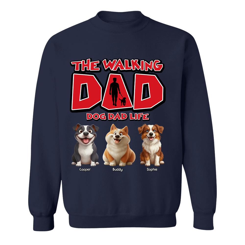 The Walking Dad Shirt,  Personalized Dog Dad Gift, Custom Dog Breed & Names, Funny Gift for Dog Lovers Tu24 Hv01