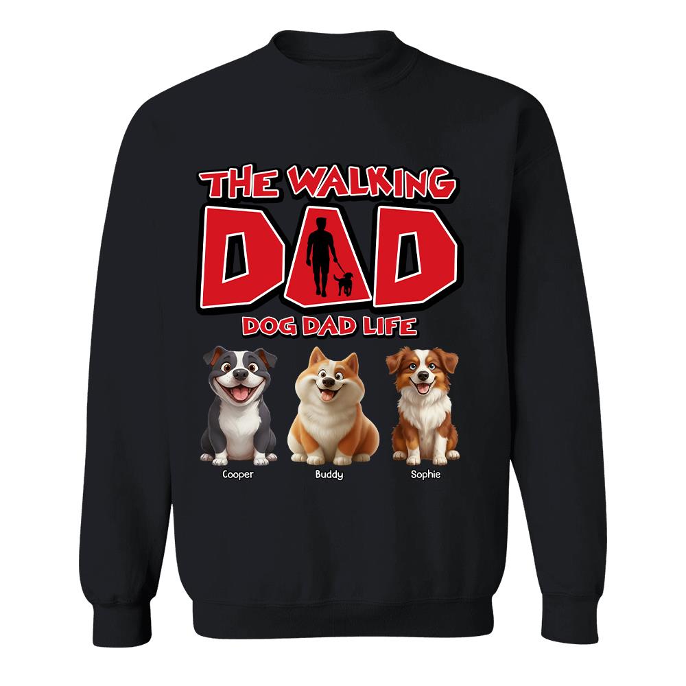 The Walking Dad Shirt,  Personalized Dog Dad Gift, Custom Dog Breed & Names, Funny Gift for Dog Lovers Tu24 Hv01
