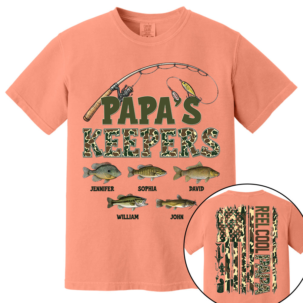 Daddy's Keepers - Personalized Vintage Shirt For Fishing Family - Gifts For Dad NA04 VH01