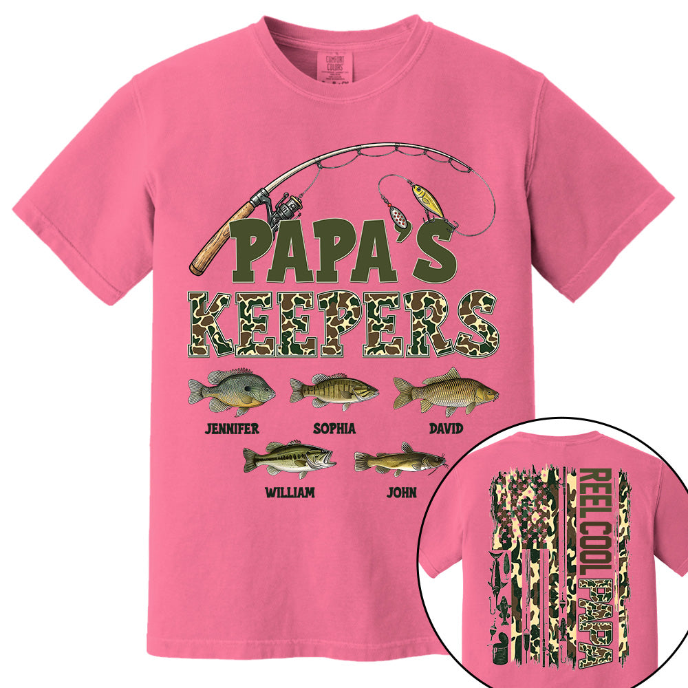 Daddy's Keepers - Personalized Vintage Shirt For Fishing Family - Gifts For Dad NA04 VH01