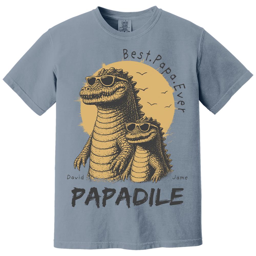 Best Dad Ever -Personalized Dad Crocodile Shirt with Custom Kids Names, Funny Grandpa Family T Shirt for Dad Papa Na02 Hv01