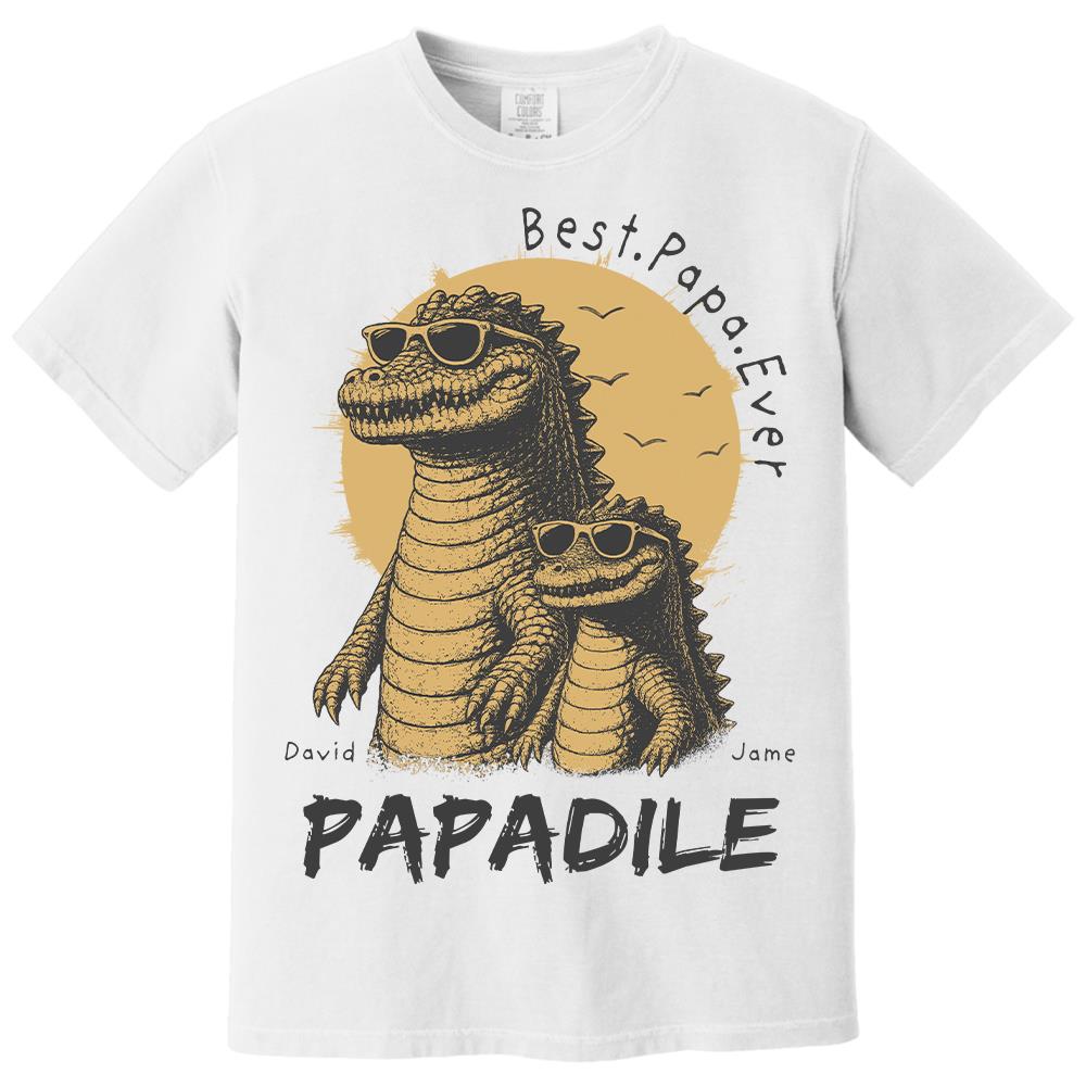 Best Dad Ever -Personalized Dad Crocodile Shirt with Custom Kids Names, Funny Grandpa Family T Shirt for Dad Papa Na02 Hv01