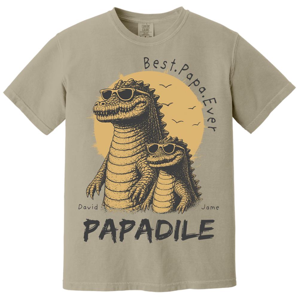 Best Dad Ever -Personalized Dad Crocodile Shirt with Custom Kids Names, Funny Grandpa Family T Shirt for Dad Papa Na02 Hv01
