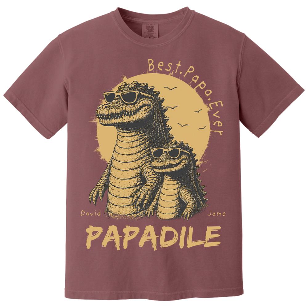 Best Dad Ever -Personalized Dad Crocodile Shirt with Custom Kids Names, Funny Grandpa Family T Shirt for Dad Papa Na02 Hv01