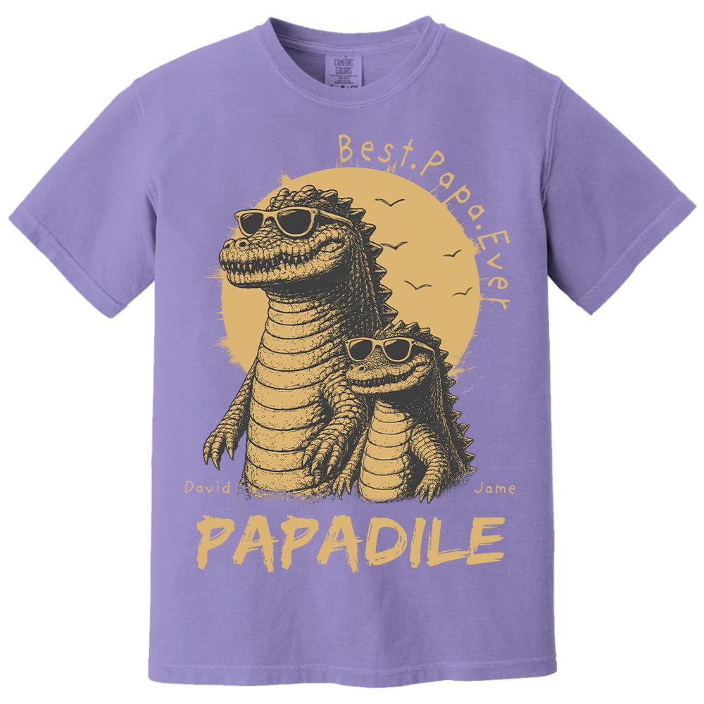Best Dad Ever -Personalized Dad Crocodile Shirt with Custom Kids Names, Funny Grandpa Family T Shirt for Dad Papa Na02 Hv01